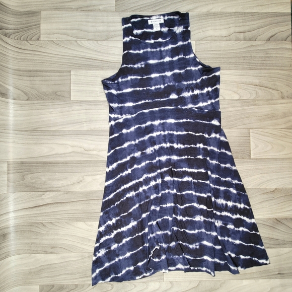 Athleta Santorini Thera Tie Dye Blue Striped Dress Size S Sleeveless Flare - Picture 2 of 11